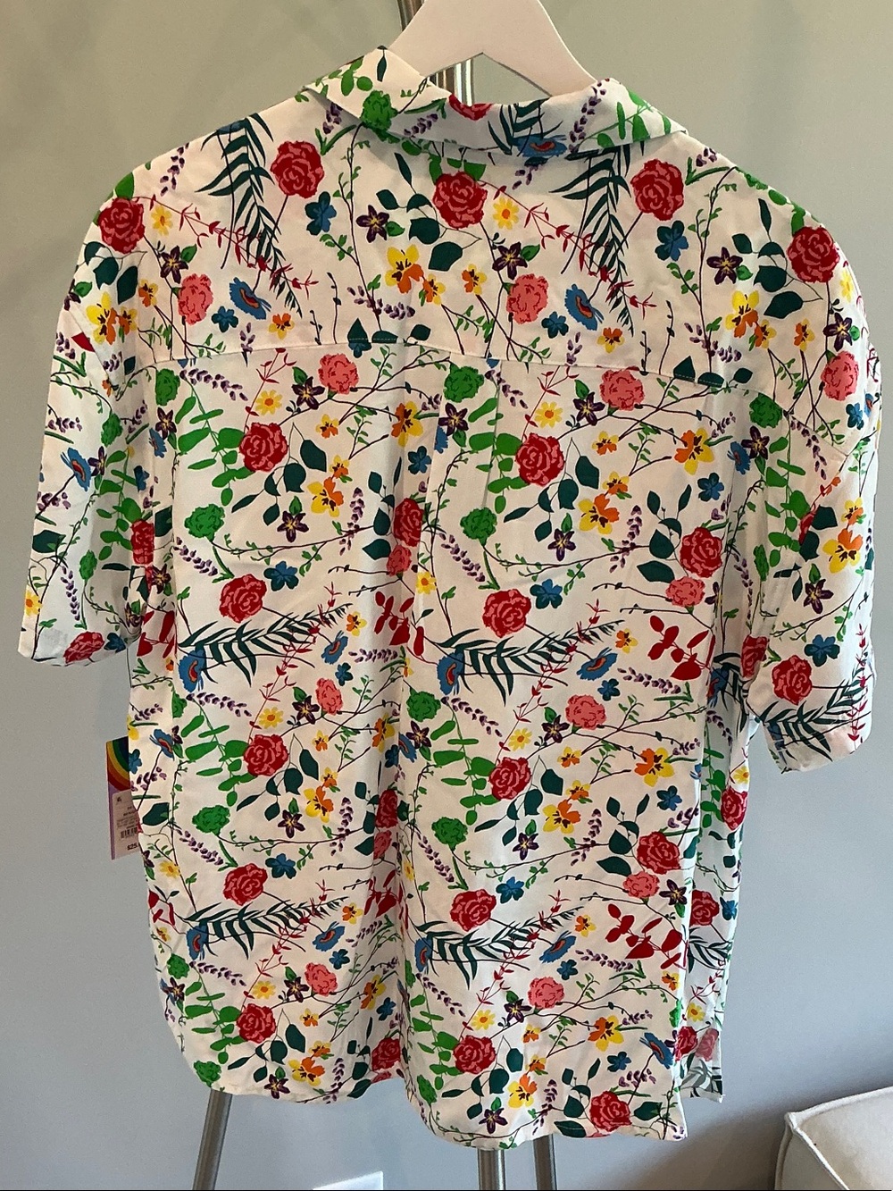 Floral Short-Sleeve Button-Up Shirt - White with Multicolor Floral Print - Picture 4 of 5